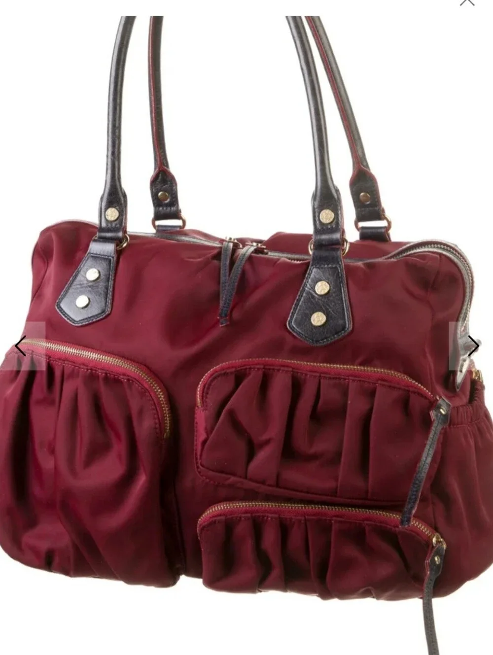 MZ Wallace Jane Tote Burgundy Nylon Leather Trim Like New